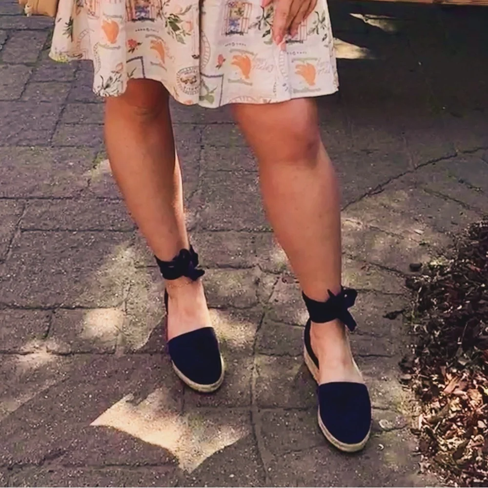 Marc Fisher Navy Espadrilles Tie Up Wedges - Picture 7 of 7